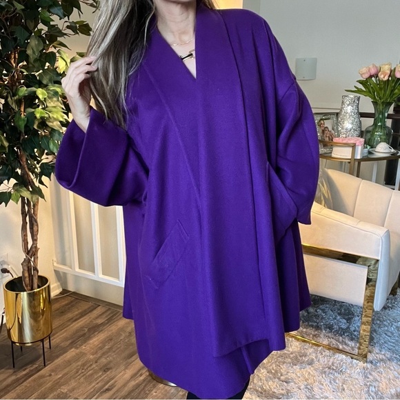 Studio 0001 By Ferre Jackets & Blazers - Studio 0001 ByFerre Purple Wool Oversized Coat Cape Flare Jacket Evening Party 6